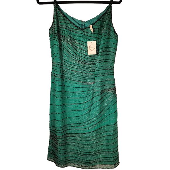 RAGA Dresses & Skirts - Anthropologie Raga Dress Womens M Silk Beaded Sleeveless Green Holiday New Years